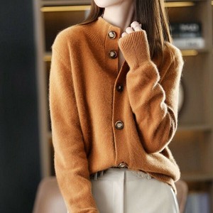 Sweater/Knitwear Knitted Plain Color Long Sleeves Cardigan Sweater Ladies Autumn/Winter