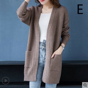 Sweater/Knitwear Knitted Plain Color Long Sleeves Cardigan Sweater Ladies