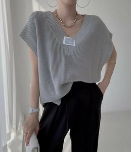 ニット  Vネック   半袖  無地 ゆったり  快適 レディース ファッション   BYMA211