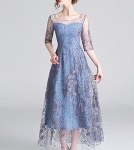 Formal Dress Floral Pattern Embroidered Ladies
