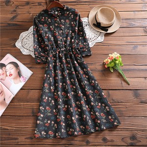 Casual Dress Long Sleeves Floral Pattern One-piece Dress Ladies' Autumn/Winter
