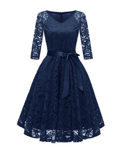 Formal Dress Plain Color Long Sleeves One-piece Dress Ladies' M