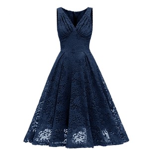 Formal Dress Plain Color V-Neck Sleeveless One-piece Dress Ladies'