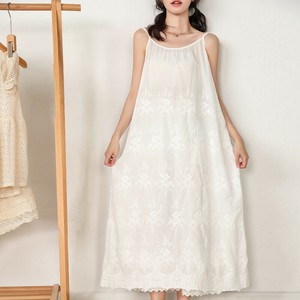 Casual Dress Plain Color Cotton Linen Sleeveless One-piece Dress Ladies'