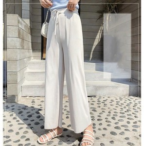 Full-Length Pant Plain Color Casual Wide Pants Ladies' M 9/10 length