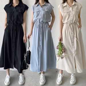 Casual Dress Plain Color Sleeveless One-piece Dress Ladies' M
