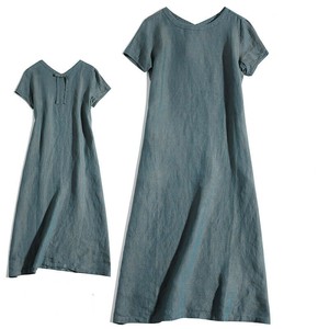 Casual Dress Plain Color One-piece Dress Ladies' Short-Sleeve NEW