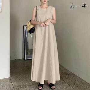 Casual Dress Plain Color Sleeveless One-piece Dress Ladies' M NEW