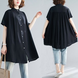 Button Shirt/Blouse Plain Color Ladies' Short-Sleeve NEW