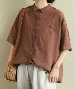Button Shirt/Blouse Plain Color Ladies NEW