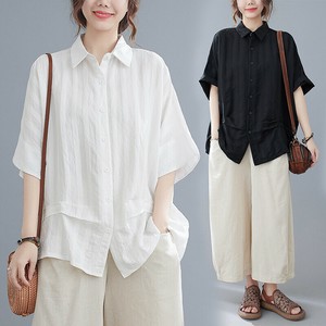 Button Shirt/Blouse Plain Color Ladies' M