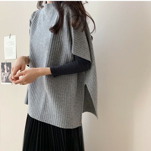Sweater/Knitwear Knitted Plain Color Ladies' Short-Sleeve
