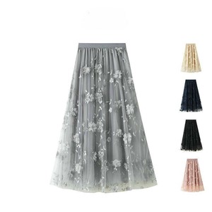 Skirt Plain Color Floral Pattern Ladies' M