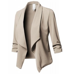 Coat Plain Color Long Sleeves Ladies