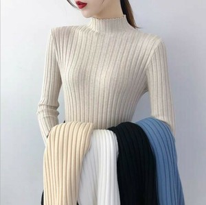Sweater/Knitwear Plain Color Long Sleeves High-Neck Ladies' M Cut-and-sew Autumn/Winter