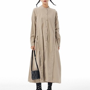 Casual Dress Plain Color Long Sleeves One-piece Dress Ladies' M