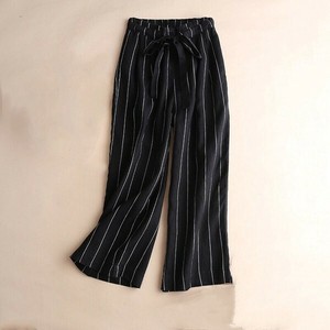 Full-Length Pant Plain Color Casual Wide Pants Ladies' 9/10 length