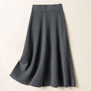 Skirt High-Waisted Ladies fashion Plain Color