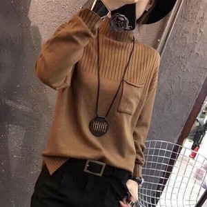 Sweater/Knitwear Knitted Plain Color Long Sleeves Ladies