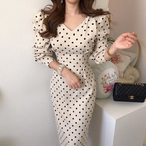 Casual Dress Long Sleeves V-Neck One-piece Dress Ladies'