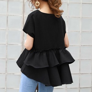 Button Shirt/Blouse black Ladies' Short-Sleeve