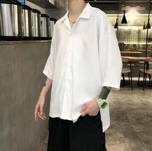 Button Shirt Half Sleeve Plain Color