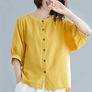 Button Shirt/Blouse Plain Color Ladies'