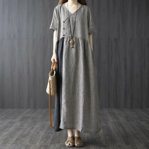 Casual Dress V-Neck One-piece Dress Ladies' Short-Sleeve