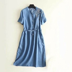 Casual Dress Summer Denim Embroidered Ladies