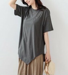 Tシャツ 半袖  不規則   ラウンドネック  無地  ゆったり  快適 レディースファッション  DGGSD006