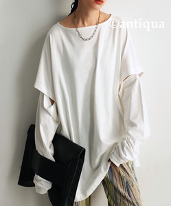Antiqua T-shirt 2Way Sleeve Removal Tops Ladies' Cut-and-sew Popular Seller