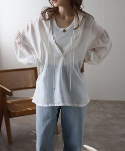 Button Shirt/Blouse Volume Linen-blend