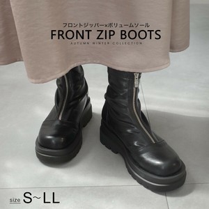フロントジップショートブーツ レディース【SH214】