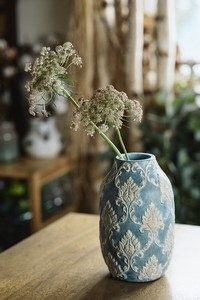 【予約販売】彩か｜Saika　インテリア インテリアグリーン 花瓶　Damask ディープブルーVase