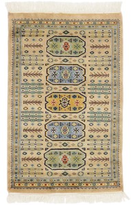 パキスタン 絨毯 9×14 ウール 手織 玄関マット コケージョン 民族柄 ベージュ系 C-3