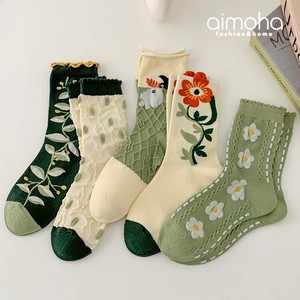 《 aimoha select 》デザインソックス 靴下 レディース ボタニカル お花 レトロ ソックス