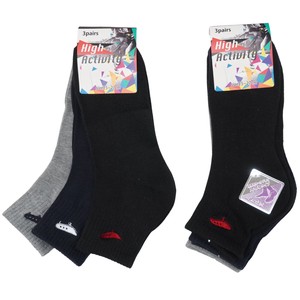 Ankle Socks Socks Skater Embroidered Men's Midi Length 3-pairs