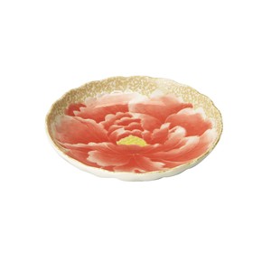 【日本製】桃山牡丹 3.5皿 紅　箱入り