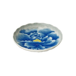 【日本製】桃山牡丹 3.5皿 藍　箱入り