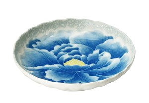 【日本製】桃山牡丹 5.0皿 藍　箱入り