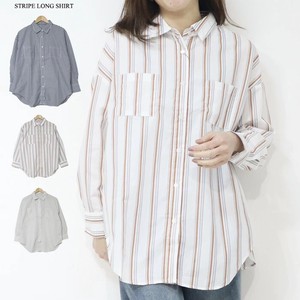 Button Shirt/Blouse Oversized Stripe Spring