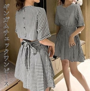 Casual Dress One-piece Dress Ladies' Checkered 【2024NEW】