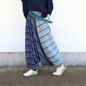 裾の丸みが可愛い＊個性派シルエット＊動きにニュアンスを添える＊ストライプサルエルパンツ＊d-pn001