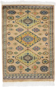 パキスタン 絨毯 9×14 ウール 手織 玄関マット コケージョン 民族柄 ベージュ系 C-7