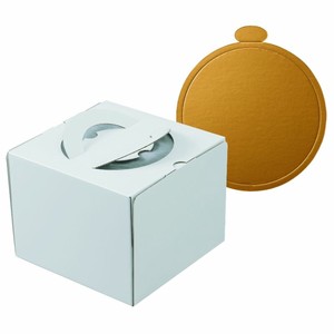 ケーキ箱 デコホワイト150 5号 上差し 金台紙付丸型 ヤマニパッケージ
