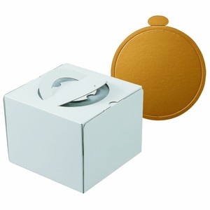 ケーキ箱 デコホワイト150 6号 上差し 金台紙付丸型 ヤマニパッケージ