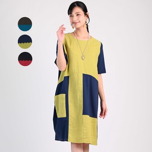 Casual Dress Bicolor Spring/Summer Mixing Texture One-piece Dress 【2024NEW】