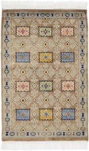 パキスタン 絨毯 9×14 ウール 手織 玄関マット コケージョン 民族柄 ベージュ系 C-10