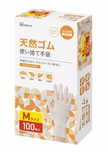 【アイリスオーヤマ　ゴム手袋　天然ゴム】　天然ゴム手袋　Mサイズ　　100枚