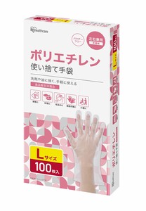 【アイリスオーヤマ　ゴム手袋　ポリエチレン】　ポリエチレン手袋　Lサイズ　100枚